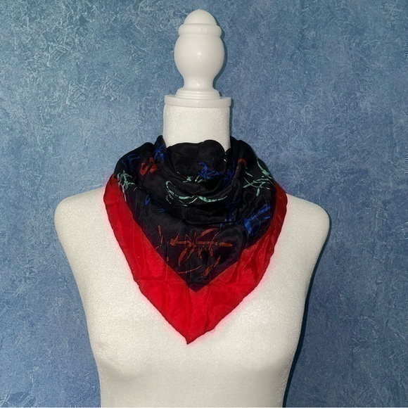 100 Silk Vintage Made In Japan Printed Scarf